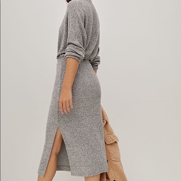 SATURDAY/SUNDAY Anthropologie Mariah Ribbed Knit Midi Dress Small Grey - Picture 2 of 9